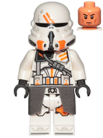 Clone Airborne Trooper, 212th Attack Battalion (Phase 2) - White Arms, Dirt Stains, Dark Bluish Gray Cloth Kama, Nougat Head