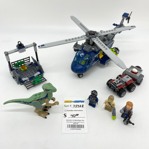 Lego jurassic world blue's helicopter best sale pursuit instructions